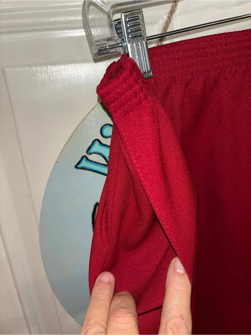Alfred Red Midi Pencil Skirt with Elastic Waist
